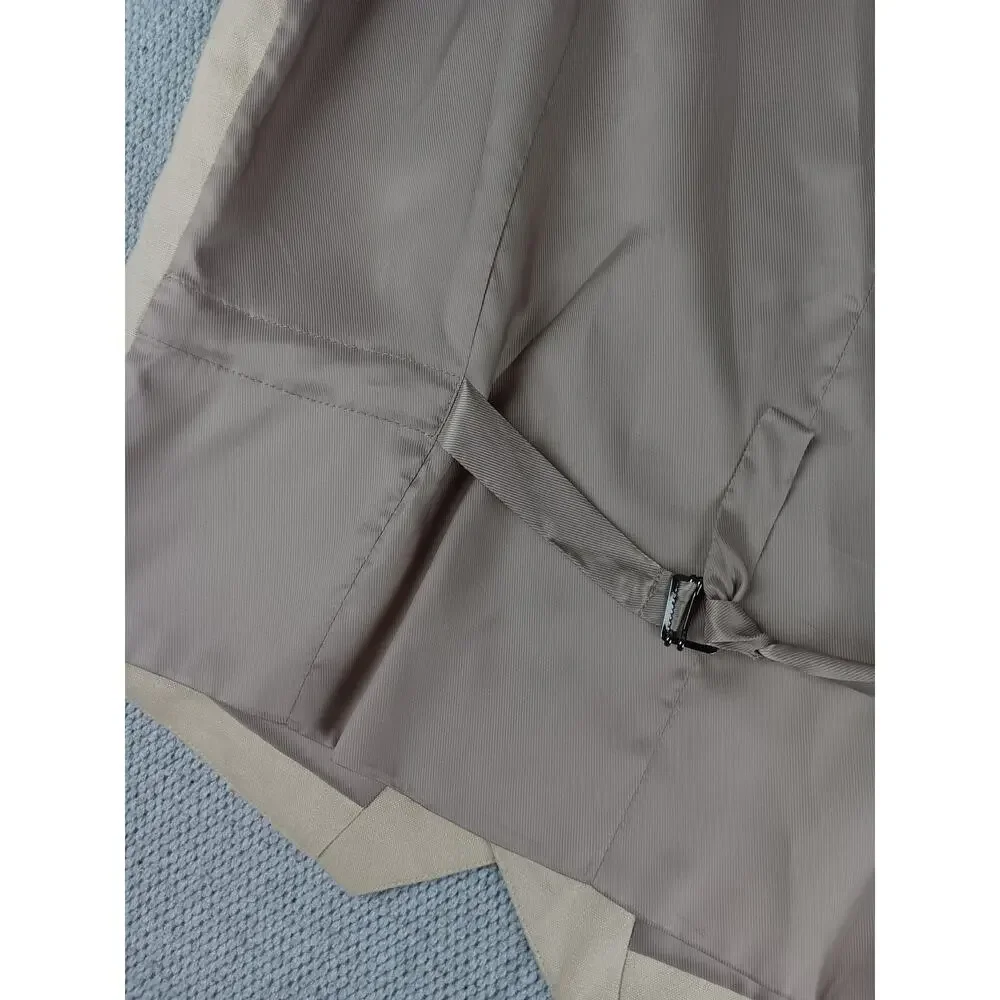 Pronto Uomo Platinum Linen Vest Mens XL Tan Dress Button Cinch‎ Mens Warehouse - Picture 9 of 13